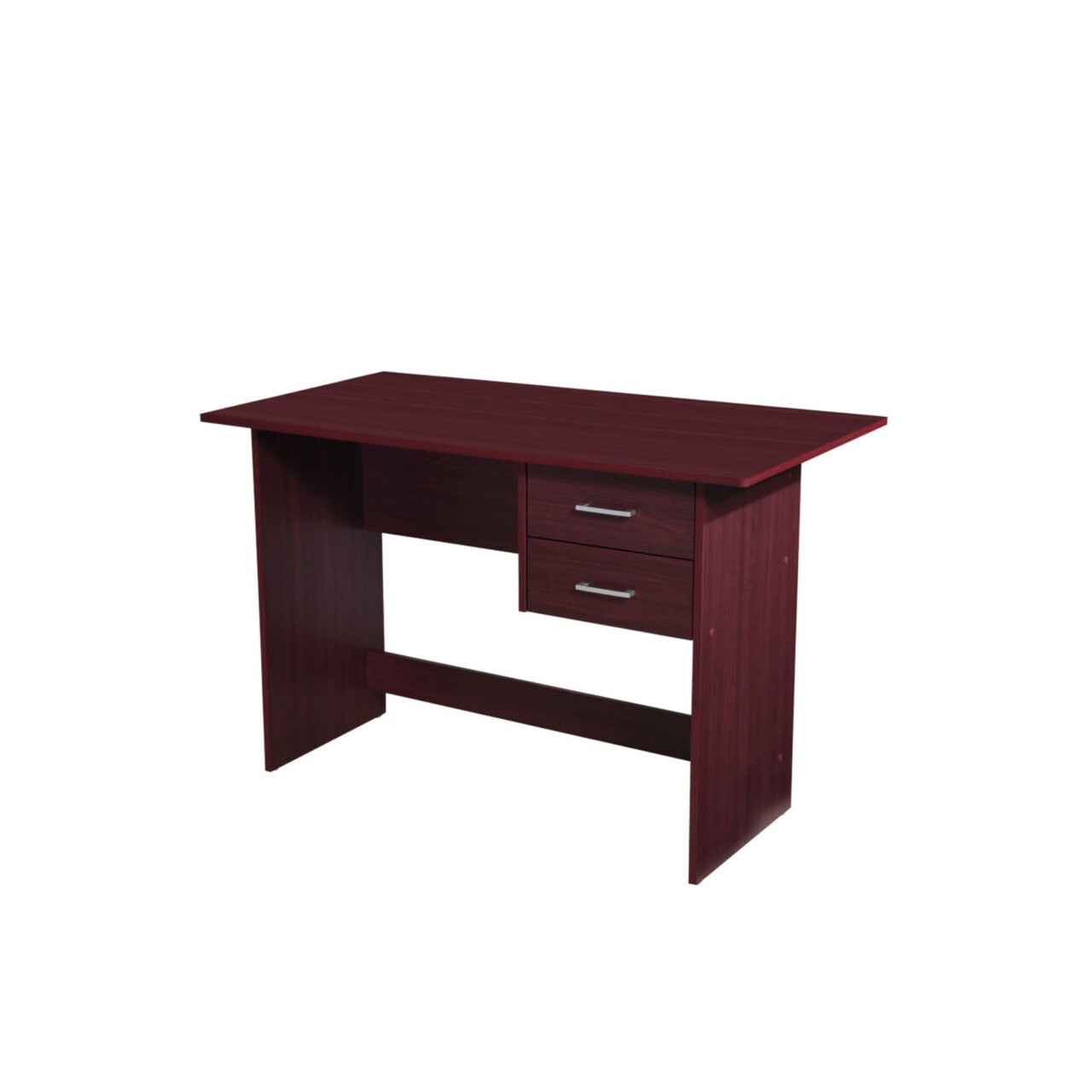 Contemporary Home Living 47&#x22; Mahogany Brown and Silver Rectangular Writing Desk with 2-Drawers